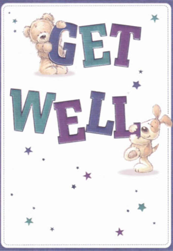 A gentle tribute to healing and hope, this illustrated get well card conjures the friendly essence of Belsize Park with artistry and warmth. The scene unfolds with a tawny bear and an eager pup, their forms softly rounded and their eyes sparkling with encouragement, united in the joyful act of offering a get well wish. Dancing around them, whimsical stars in rich shades of blue and purple create an aura of shimmering positivity, as if scattering cheerful thoughts across the crisp, creamy canvas-much like the open spaces of Belsize Village on a bright day. The confident, oversized typography provides a foundation of stability, with the words 'Get Well' boldly shaded in lively purples and aquas that glow against the gentle background. Texture takes centre stage: the bear's fluff and the puppy's velvety ears nearly invite a soothing touch, just as a soft-petaled arrangement gently comforts. Picture this card accompanying a vibrant bouquet from Flower Delivery Belsize Park, delivered to a friend recovering on England's Lane-a reminder that care, kindness, and nature's beauty are never far away. The mood is light, optimistic, and soothing, an ideal gesture to lift someone's spirits and surround them with local warmth and positivity.